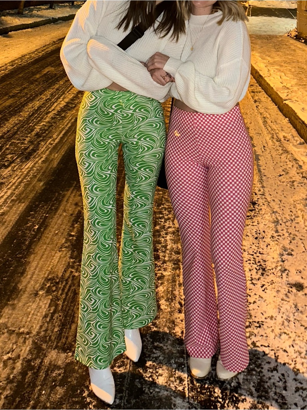 Green Swirl Flared Bottoms